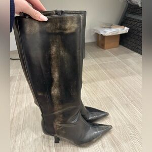 Zara black wash leather boots